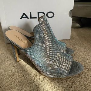 Rhinestone open toe Heels